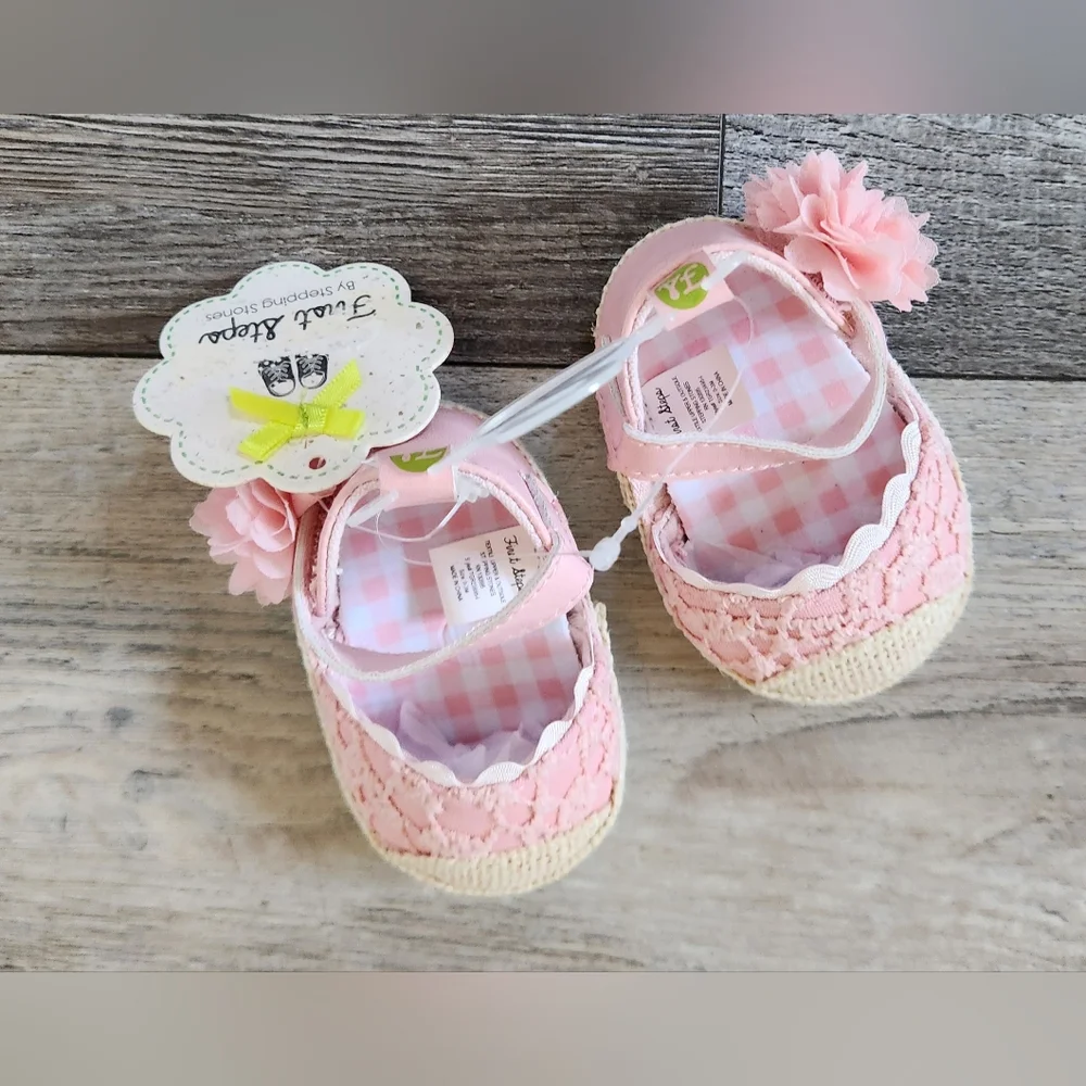 First Steps Pink Soft-Soled Baby Walker Shoes with Elastic Strap